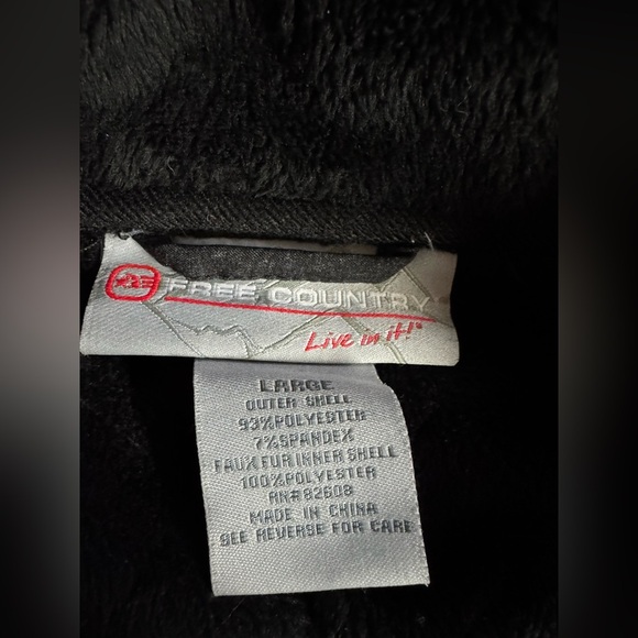 Free Country Hooded Black water resistant fur like lining Jacket Size large - Picture 9 of 9